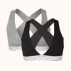 The Cross Back Bralette Bundle: Jet Black/Heather Gray -LuxeIntimates Store 01 on model front cross back bralette pack heather gray jet black b1509c53 8426 4053 8a7b a452fc85594c