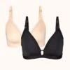 The Busty Nursing Bralette Bundle: Jet Black/Toasted Almond -LuxeIntimates Store 01 on model front maternity busty pack toasted almond jet black 410581dc 69f3 4906 9615 f4ee7ae025f2