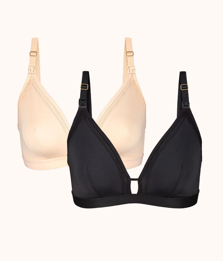 The Busty Nursing Bralette Bundle: Jet Black/Toasted Almond 3 The Busty Nursing Bralette Bundle: Jet Black/Toasted Almond