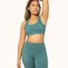 The Active Racerback Bra: Harbor Green -LuxeIntimates Store 1 on model front active racerback bra harbor green 24c6b9f2 372f 4d7b b397 06055ee7eb9c