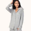The All-Day Lounge Shirt: Heather Gray -LuxeIntimates Store 1 on model front all day lounge shirt heather gray b80325a1 3a69 4575 a422 7698f54309a5