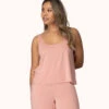 The All-Day Scoop Tank: Shell Pink -LuxeIntimates Store 1 on model front all day scoop tank shell pink