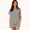 The All-Day Short Sleeve Shirt - Print: Mini Stripe Print 1 The All-Day Short Sleeve Shirt - Print: Mini Stripe Print -LuxeIntimates Store 1 on model front all day short sleeve shirt stripe 69cede99 f066 459a 8aa9 c4ccc680c81a