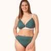 The Busty Bralette: Harbor Green/White -LuxeIntimates Store 1 on model front busty bralette harbor green 87b45f6c 264c 4346 aca3 8c9ad03bc310