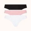 The Cotton Thong Bundle - Print: Mini Polka/Coral Stripe/Jet Black -LuxeIntimates Store 1 on model front cotton thong bundle multi 685688c8 6f3c 4da3 a741 93b2d21831f2