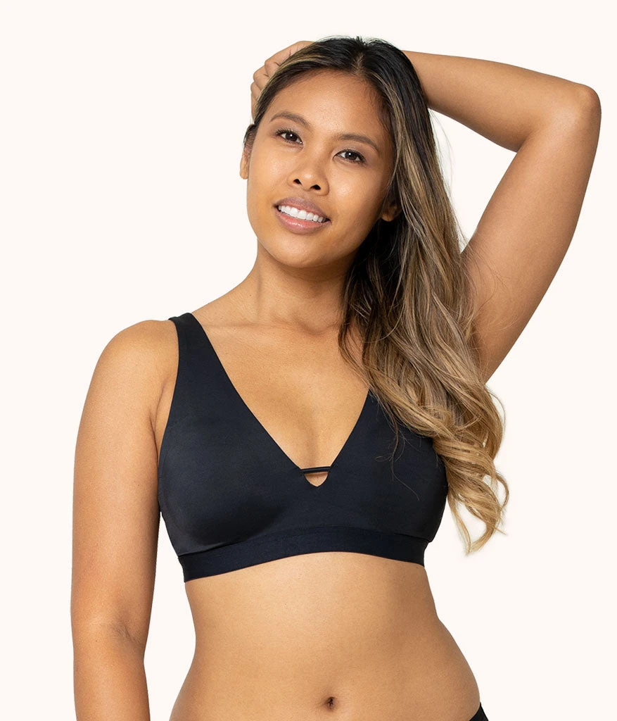 The Eco Deep V Bralette: Jet Black 3 The Eco Deep V Bralette: Jet Black