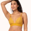 The Long-Lined Lace Bralette: Turmeric 2 The Long-Lined Lace Bralette: Turmeric -LuxeIntimates Store 1 on model front long lined lace bralette turmeric 1fac1399 364f 45b5 88d3 6608f1ccaa4e