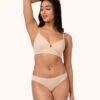 The Low Back Bralette: Toasted Almond 1 The Low Back Bralette: Toasted Almond -LuxeIntimates Store 1 on model front low back bralette toasted almond