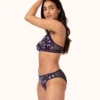 The Mesh Back Bikini - Print: Navy Daisy -LuxeIntimates Store 1 on model front mesh back bikini navy daisy