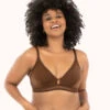 The Mesh Trim Bralette: Rich Clay -LuxeIntimates Store 1 on model front mesh trim bralette rich clay