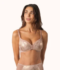 The Metallic Palm No-Wire Push-Up: Orchid/Metallic Palm Print