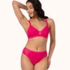 The Smooth Lace Bralette: Magenta -LuxeIntimates Store 1 on model front smooth lace bralette magenta
