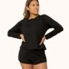 The Terry-Soft Sweatshirt: Jet Black -LuxeIntimates Store 1 on model front terry soft sweatshirt jet black bc0ae693 960a 42a3 96a0 0865cc745373