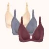 The Busty Nursing Bralette Trio: Plum/Smoke/Toasted Almond -LuxeIntimates Store 1 product flat front busty maternity bralette trio multi 63e40bd9 51dd 4554 a4cc 4b80f77f7cbc