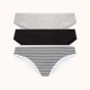 The Cotton Bikini Bundle: Heather Gray/Jet Black/Black/White Mini Stripe -LuxeIntimates Store 1 product flat front cotton bikini bundle multi 0a35a480 fc9f 4948 9940 a4a0b0a3f98d