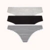 The Cotton Thong Bundle: Heather Gray/Jet Black/Black/White Mini Stripe