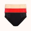 The Lace High Waist Bikini Bundle: Toasted Almond/Jet Black/Tomato Red