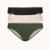 The Mesh Back Bikini Bundle: Jet Black/Toasted Almond/Rich Olive -LuxeIntimates Store 1 product flat front mesh back bikini bundle multi