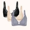 The Mesh Trim Bralette Trio: Toasted Almond/Jet Black/Smoke -LuxeIntimates Store 1 product flat front mesh trim bralette trio multi 5c5781be 1e27 40c9 9209 c5bcb73e817e