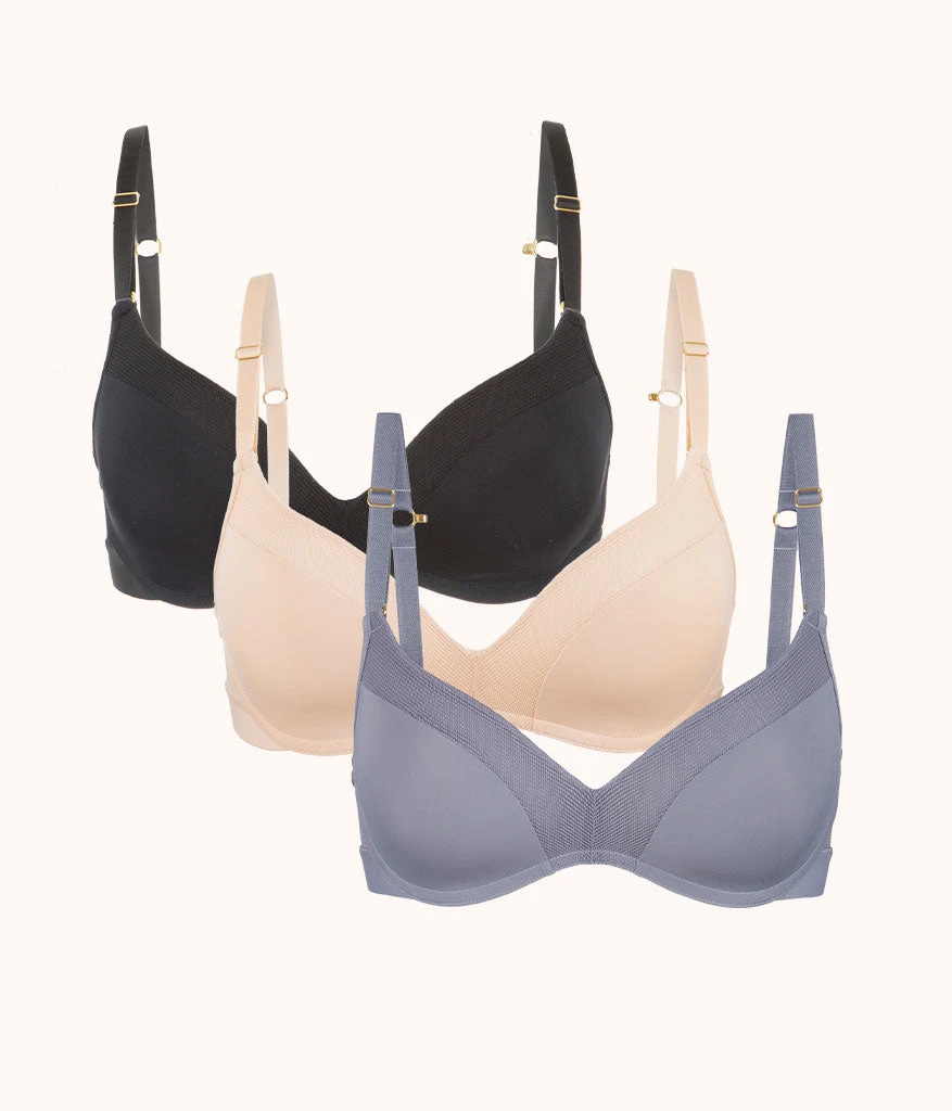 The No-Wire Push-Up Trio: Toasted Almond/Jet Black/Smoke 3 The No-Wire Push-Up Trio: Toasted Almond/Jet Black/Smoke