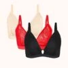 The Palm Lace Busty Bralette Trio: Toasted Almond/Jet Black/Tomato Red 1 The Palm Lace Busty Bralette Trio: Toasted Almond/Jet Black/Tomato Red -LuxeIntimates Store 1 product flat front palm lace busty trio multi d9018f5f eb5e 449e b789 593ba6a33ed3