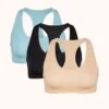 The Seamless Racerback Bralette Trio: Jet Black/Toasted Almond/Sky Blue -LuxeIntimates Store 1 product flat front seamless racerback bralette trio multi f7377062 6992 49c1 8eb3 b02b3cf0da49