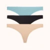 The Seamless Thong Bundle: Jet Black/Toasted Almond/Sky Blue