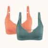 The Skinny-Strap Seamless Bralette Bundle: Terracotta/Harbor Green