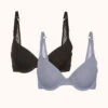 The T-Shirt Bra Bundle: Jet Black/Smoke -LuxeIntimates Store 1 product flat front the tshirt bra bundle multi
