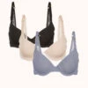 The T-Shirt Bra Trio: Toasted Almond/Jet Black/Smoke