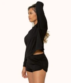 The Terry-Soft Short: Jet Black -LuxeIntimates Store 2 on model front1 terry soft short jet black 8ef5c68f 6ace 4af7 b2ed c2639134f4f2