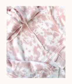 The Tie Dye Hoodie: Pink/White -LuxeIntimates Store 2 on model ugc front1 tie dye hoodie multi c46437b1 1dbb 4934 a809 4fe00fe82989
