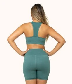 The Active Racerback Bra: Harbor Green -LuxeIntimates Store 3 on model back active racerback bra harbor green c947be6b 03dd 46a7 9b66 ed7c8d2954a7