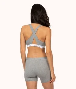 The All-Day Boy Short 5-Pack: Jet Black/Heather Gray -LuxeIntimates Store 3 on model back all day boy shorts 5 pack multi