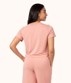 The All-Day Classic Tee: Shell Pink -LuxeIntimates Store 3 on model back all day classic tee shell pink