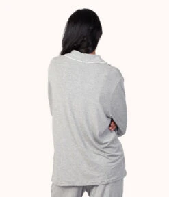 The All-Day Lounge Shirt: Heather Gray 9 The All-Day Lounge Shirt: Heather Gray -LuxeIntimates Store 3 on model back all day lounge shirt heather gray 40b9ab61 6861 4627 95e6 c31fa671cfaf