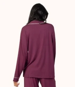 The All-Day Lounge Shirt: Plum 8 The All-Day Lounge Shirt: Plum -LuxeIntimates Store 3 on model back all day lounge shirt plum 5439196f 7218 42bc 9f34 16174f4a9689