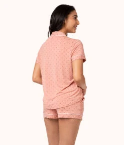 The All-Day Lounge Short - Print: Pepper Dot/Shell Pink -LuxeIntimates Store 3 on model back all day lounge short dot print