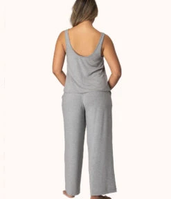 The All-Day Wide Leg Pant: Heather Grey -LuxeIntimates Store 3 on model back all day wide leg pant heather gray