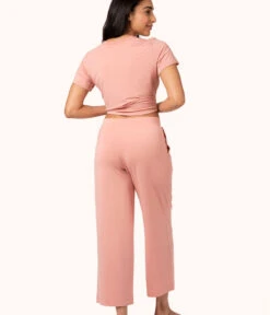 The All-Day Wide Leg Pant: Shell Pink -LuxeIntimates Store 3 on model back all day wide leg pant shell pink