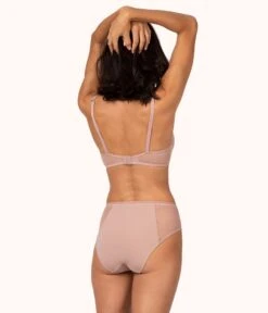 The Dot Mesh Unlined Bra: Orchid -LuxeIntimates Store 3 on model back dot mesh unlined bra orchird be801e94 d6e0 4b35 a93d aaaa363b42d0