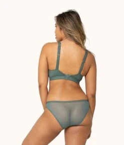 The Eco Deep V Bralette: Harbor Green -LuxeIntimates Store 3 on model back eco deep v bralette harbor green 2daac50d 6f03 4a4c 9dda b964591708ff