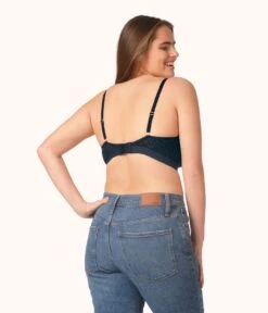 The Floral Lace Busty Bralette: Night Sky -LuxeIntimates Store 3 on model back floral lace busty bralette night sky e8ba6329 03f1 4480 ab7e a2ee18db8a9b