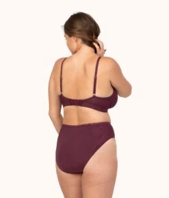 The Lace High Waist Bikini: Plum -LuxeIntimates Store 3 on model back lace high waist bikini plum 8ff36062 afbb 4b27 bbe2 68ea84f4143e