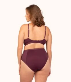 The Luxe Trim Busty Bralette: Plum -LuxeIntimates Store 3 on model back luxe trim busty bralette plum 64239790 6002 4cca 8f23 8b4a99e2b57f