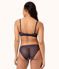 The Mesh Back Bikini - Print: Navy Daisy 9 The Mesh Back Bikini - Print: Navy Daisy -LuxeIntimates Store 3 on model back mesh back bikini navy daisy