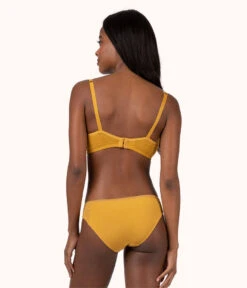 The Palm Lace Bikini: Turmeric -LuxeIntimates Store 3 on model back palm lace bikini turmeric