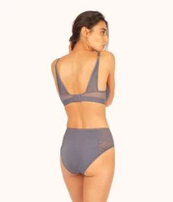 The Smooth Lace T-Shirt Bra: Smoke -LuxeIntimates Store 3 on model back smooth lace t shirt bra smoke 71b2931a cc22 400c 9804 3d82381160c7