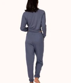 The Terry-Soft Jogger: Deep Sky -LuxeIntimates Store 3 on model back terry soft jogger deep sky