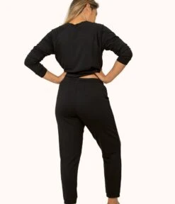 The Terry-Soft Jogger: Jet Black -LuxeIntimates Store 3 on model back terry soft jogger jet black 6b3d8aa7 87fb 48af 9494 52b62964ffa7